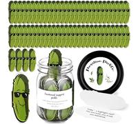120 Positive Emotional Support Gift Inspirational Affirmation Cards with Glass Jar for Women Thank You Appreciation Mental Health Gifts to Cheer Up Friend Student Coworker Employee (Pickle Cucumber)