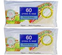 120 Press And Seal Food Bags, Re-sealable Sticky Tab Closure, Ultimate Strength. Ideal for Storing a Variety of Food Items, Keeps Food Fresh for Longer (Approx. 17cm x 20.5cm) (120 Food Bags)