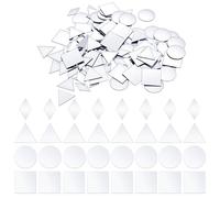 120 Psc Small Mirrors for Crafts, Acrylic Square Mirror, 4 Shapes Mosaic Glass Pieces, 1 Inch Mini Mirror Tile for Disco Ball Lamp Framing Decoration, Triangles/Squares/Rounds/Rhombus