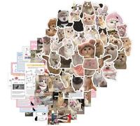 120 Realistic Cat Stickers - Photorealistic Waterproof UV Resistant Vinyl Decals for Scrapbooking Journals, Cute Aesthetic Fun Stickers, Meme Gems for Water Bottles Laptops (Cat)