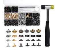 120 Sets 10mm Metal Snap Buttons with Rubber Hammer Complete Adjustment Tools, 6 Colors Leather Press Studs for Sewing Projects, Leather Crafts