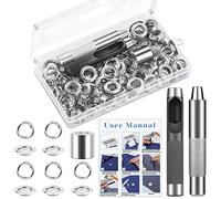 120 Sets Grommet Tool Kit 1/2 Inch, Cridoz Grommet Eyelets Kit with Setting Tools and Storage Box for Fabric, Tarps, Curtains