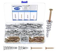 120 Sets Heavy Duty Self Drilling Plasterboard Fixings, Metal Plaster Board Wall Plugs and Screws, Drywall Anchors, Hollow Cavity Wall Fixings for Plasterboard Screws and Wall Plugs Set, Raw Plugss