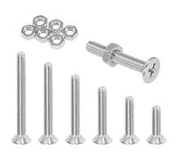 120 Sets of M4 Flat Head Phillips Screws and Nuts - 304 Stainless Steel Machine Screw for Furniture and Hardware Assembly