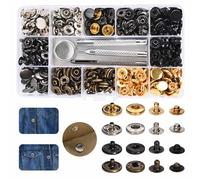 120 Sets Snap Fasteners, 6colour Copper Snaps Button Canvas Snaps Kit Press Studs with 4 PCS Fixing Tool Kit 12.5mm Fasteners for Purse Leather Wallet Craft Jacket, 6 Colors