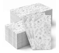 120 Sheets Dandelion Paper Napkins Black White Floral Napkins, 4.3x7.9 Inch | Disposable Serviettes Napkins, Soft Paper Napkins for Kitchen, Dining Room, Events & Everyday Use, Unfolded 40x33cm
