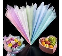 120 Sheets Multi-Color Tissue Flower Wrapping Paper - 6 Vibrant Colors 11.4"x11.4" Non-Woven Waterproof Floral Bouquet Wraps, Each Color 20 Sheets with Removable Lining for Florist Packaging Gift