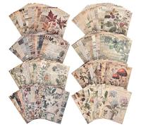 120 Sheets Vintage Botanical Scrapbook Paper Set, Journaling Scrapbooking Supplies Craft Decoupage Papers Kit, 4 Themes x 30 Mushroom Floral Antique Letter Design for Junk Journals Collage Card Making