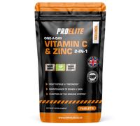 Vitamin C and Zinc 120 Tablets Vegan - Ascorbic Acid with Added Zinc - Maintenance of Normal Immune System - High Strength Vitamin C & zinc Tablets & Powder Alternative by PROELITE
