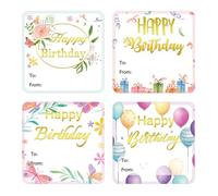 120 To From Happy Birthday Gift Tag Stickers Set, Gold Foil Confetti Birthday Labels - Thanks For Making My Birthdays Gift Hang Tag For Gift Wrapping, Treat Bag, And Party Supplies (gold foil sticker)