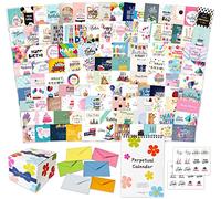 120 Unique Birthday Cards Bulk for Business, Office and Individuals, 5X7 Inch prefolded with Multicolor Envelopes, Stickers and Perpetual Birthday Calendar, Greeting Cards with Short Messages Inside