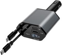 120 W Cigarette Lighter USB C Car Charger Adapter, 4 in 1 Car Quick Charger with PD & QC3.0, LED Voltage Display, USB-A & USB-C Car Charger for iPhone Samsung Xiaomi iPad