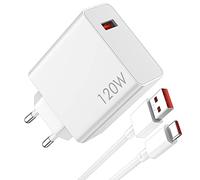 120 W USB Charger for Xiaomi 14 13 Pro 14T 13T 12T Redmi Note 14 Pro+ 13 12 5G Turbo Hyper Charge Fast Charger USB Power Supply Plug with Charging Cable 1 m for Black Shark 5 4 Poco F6Pro