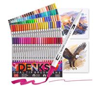 120 Watercolor Markers Set | Water Color Pens with Brush & Fineliner, Water-Based Art Markers | Dual Tip Markers for Adult Coloring, Lettering, Calligraphy, Sketching, Journaling & Illustration