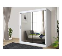 (120, White) LushBird Modern Sliding Wardrobe for bedroom| Space-Saving Bedroom Closet ,Multiple Sizes with Shelves & Hanging Rails 2 or 3 Sliding Doors