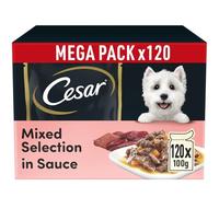 120 x 100g Cesar Sauce Selection Adult Wet Dog Food Pouches Mixed in Gravy