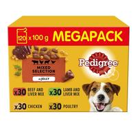 120 x 100g Pedigree Adult Wet Dog Food Pouches Mixed Selection in Jelly