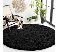 (120 x 120 cm (4 x 4 ft)_Round Rug, Black) Extra Large Rug Soft Shaggy Living Room Carpet Mat