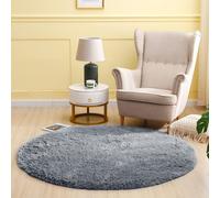 (120 x 120 cm (4 x 4 ft)_Round Rug, Grey) Extra Large Rug Soft Shaggy Living Room Carpet Mat