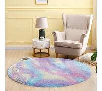 (120 x 120 cm (4 x 4 ft)_Round Rug, Rainbow) Extra Large Rug Soft Shaggy Living Room Carpet Mat