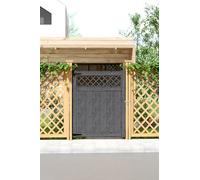 120 x 150cm Grey Flat Top Wooden Garden Gate with Lattice Design in Dark Grey | Size: Large The hot sale Dark Grey L
