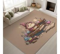 120 x 160 cm Machine Washable Rugs Fantasy Fairy Tale Area Rug Magic Whimsical Non-Slip Bird Wizard Ancient Book Short Pile rugs for Hallway Living Room Bedroom