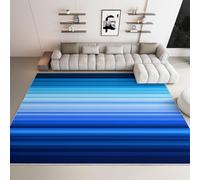 120 x 170 cm Abstract Area Rug, Non-Slip Washable Horizontal Lines printing Rugs, Flannel Floor Carpet for Living Room Bedroom Dining Room Home Office - Dark Blue
