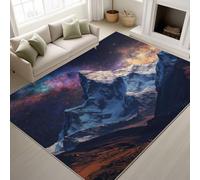 120 x 170 cm Blue Machine Washable Rugs Mountains Vortex Galaxy Nebula Snow peaks Area Rug Realistic Cinematic Non-Slip Stunning Natural scenery Astronomy Short Pile rugs for Study Living room