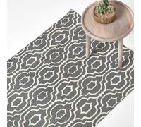 HOMESCAPES Riga 100% Cotton Printed Patterned Rug - Grey - 120 x 170 cm