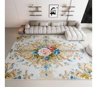 120 x 170 cm Retro Area Rug, Non-Slip Washable Chinese Style Flowers Vines printing Rugs, Flannel Floor Carpet for Living Room Bedroom Dining Room Home Office - Colorful