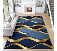120 x 170 cm Washable Area Rug, Abstract Geometry Gradient Wavy Stripes Non Slip Living Room Rug, Modern Light Luxury Durable Easy Clean Carpet for Bedside, Dining Room, Bedroom
