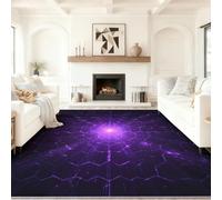 120 x 180 cm Area Rugs Dark, Science Fiction Future Geometry Hexagon Washable Rug for Playroom & Nursery, Non-Slip Soft Carpet for Toddlers & Pets, Low Pile Living Room Rug