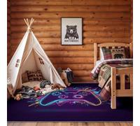 120 x 180 cm Esports Illustration Living Room Non-slip Area Rug, Geometric Game Controller Button Washable Short Pile Carpet, for Bedroom Hallway Kitchen Office, Multicoloured
