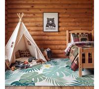 120 x 180 cm Machine Washable Rugs Living Room, Botanical Monstera Leaf Short Pile Non Slip Carpet, for Bedroom Kitchen Backing Modern Illustration Area Rug, Multicoloured