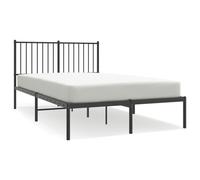vidaXL Metal Bed Frame with Headboard Black 120x190 cm 4FT Small Double (350861), Black