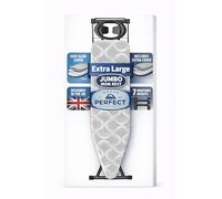 120 x 38cm Folding Ironing Board with Jumbo Iron Rest 7 Adjustable Height Extra Large Steam Iron Rest Foldable Collapsible Folding Metal Iron Ironing Table Rack with Extra Cover and Non Slip Feet