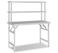 vidaXL Kitchen Work Table with Overshelf 120x60x145 cm Stainless Steel, Silver