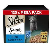 120 x 85g Sheba Sauce Collection Adult Wet Cat Food Pouches Mixed Fish in Gravy