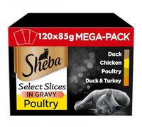 120 x 85g Sheba Select Slices Adult Wet Cat Food Pouches Mixed Poultry in Gravy