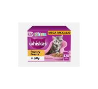 120 x 85g Whiskas 2-12mths Cat Pouches Poultry Feasts in Jelly