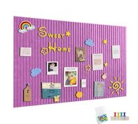 120 x 90 cm Large Felt Notice Board, Self-Adhesive, Felt Board, Memo Boards with 60 Push Pins, Bulletin Board, Wall Decoration for Office, Kitchen, Photos Memos, Rose