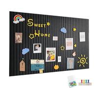 120 x 90 cm Large Felt Notice Board, Self-Adhesive, Felt Board, Memo Boards with 60 Push Pins, Bulletin Board, Wall Decoration for Office, Kitchen, Photos Memos, Black