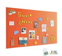 120 x 90 cm large pin board, large cork board, decorative cork wall made of felt, 0.9 cm thick, foldable photo board with self-adhesive tape, felt self-adhesive vision board, push pins felt, mandarin