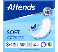 120 x Attends Soft 3 | Extra Plus | Unisex Incontinence Pads | 12 Packs of 10