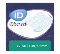 120 x iD Discreet Super Incontinence Underpads 60cm x 90cm | 4 Packs of 30