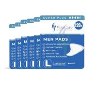 120 x Super Plus Incontinence Pads Men | Adhesive Backsheet & Advanced Absorption | Mens Incontinence Pads | Pad for Men | Male Incontinence Pad | Size 29x23 cm | (6 Packs of 20)