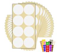 120 x White Sticky Dots - 50mm 2 Inch - Round Colour Coding Dot Stickers - 15 Sheets