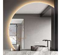 1200×1200mm Large Bathroom Mirror with Led Lights, Asymmetrical light up bathroom mirrors for Wall, Illuminated Smart Makeup Vanity Mirror with Anti-Fog, Backlit, 3 Colour, Dimmable (B, 120 * 120CM)