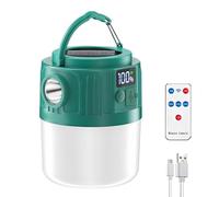 1200-3600mAH Lantern LED Solar Lamp, 5 Modes Rechargeable Tent Camping Light, Remote Control Waterproof Outdoor Portable Lantern Torch for Hiking, Camping, Home, Patio, Yard, Gazebo (Green 3600mAH)