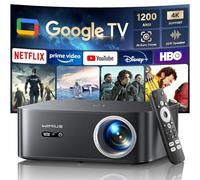 [1200 ANSI/Google TV/Voice Control]Smart Projector Netflix-Licensed 4K Support, Auto Focus 1080P WiFi 6 Bluetooth Outdoor Movie Projector